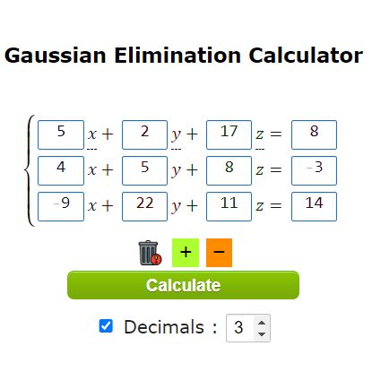 Gaussian Elimination Method Calculator