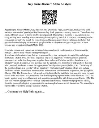 gay basics some questions facts and values mohr summary