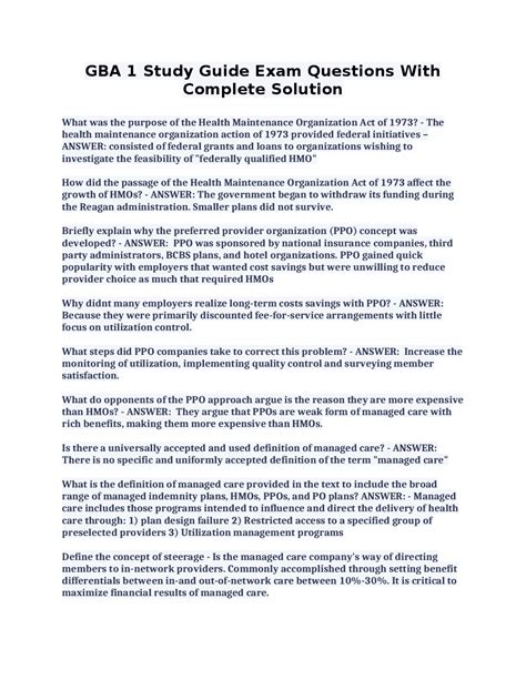 Gba 1 Study Guide