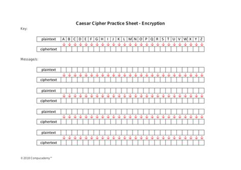 Gcse Computer Science Caesar Cipher Practice Worksheets Caesar Cipher Worksheet - Caesar Cipher Worksheet
