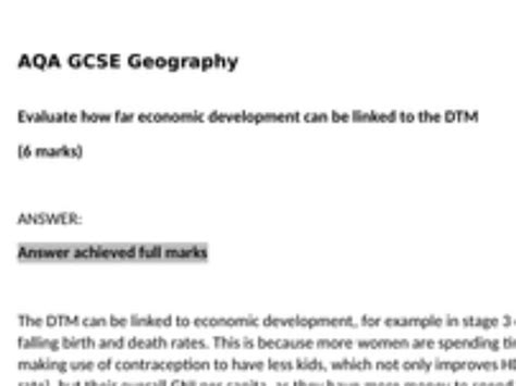 Full Download Gcse Geography Example Answers And Examiner Commentaries 