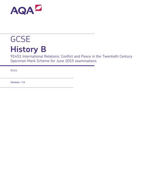 Read Online Gcse History B Specimen Mark Scheme Unit 01 