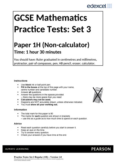 Download Gcse Mathematics Practice Tests Set 3 