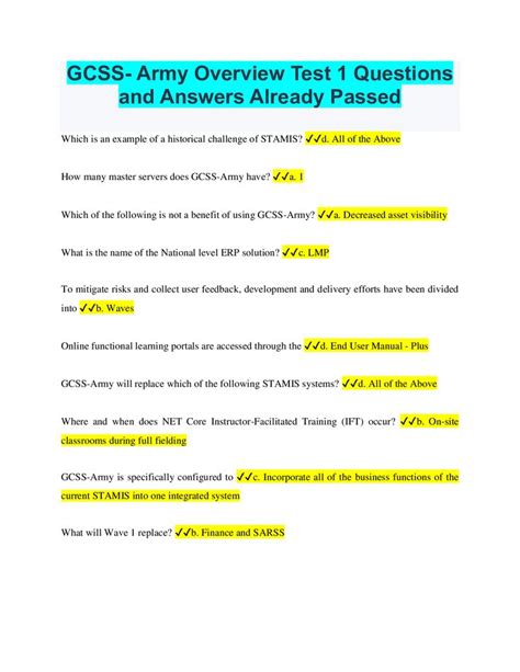 Gcss Army Overview Test 3 Answers