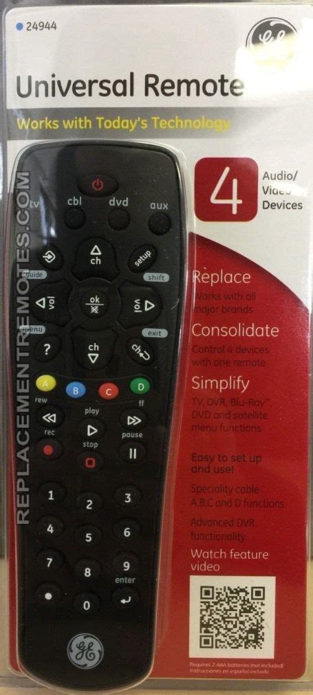 Ge Universal Remote Control 24944 Codes