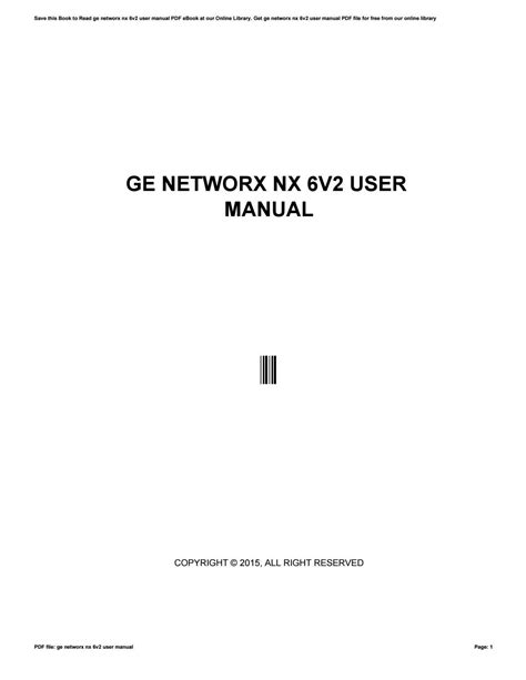 Download Ge Networx Manual Nx 6V2 