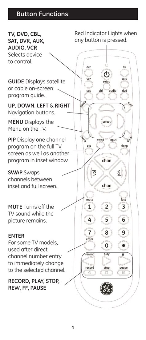 Read Online Ge Universal Remote Codes 25006 4 Device 