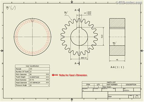 Gear Drawing With Dimensions