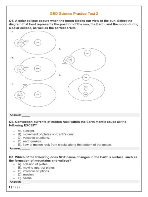Ged Science Practice Test With Answers Pdf