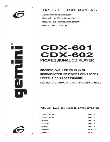 Read Gemini Cdx 601 User Guide 