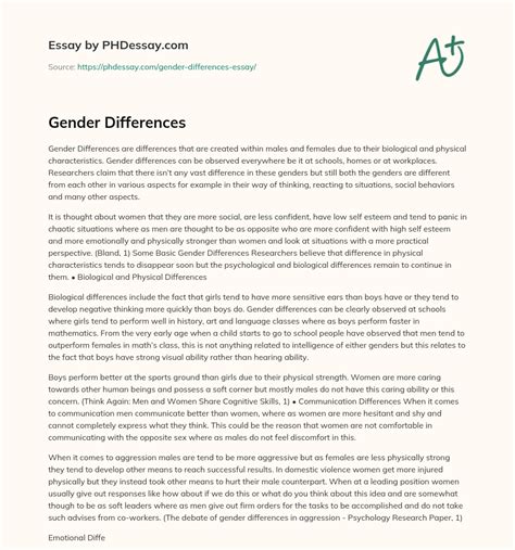 Full Download Gender Differences Paper 
