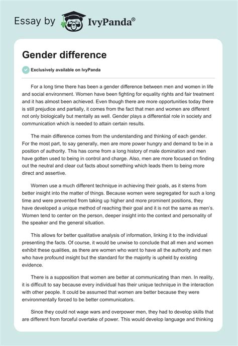 Full Download Gender Differences Paper 