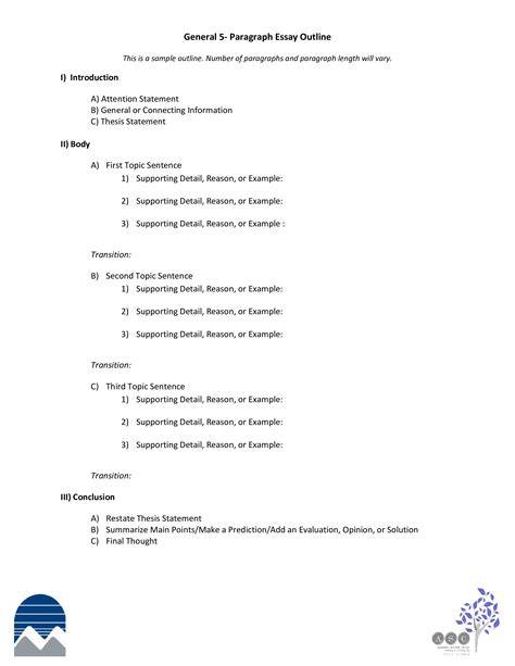 general 5 paragraph essay outline