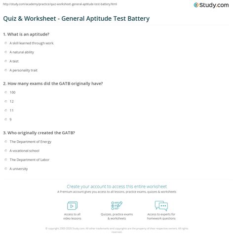 general aptitude test battery questions and answers