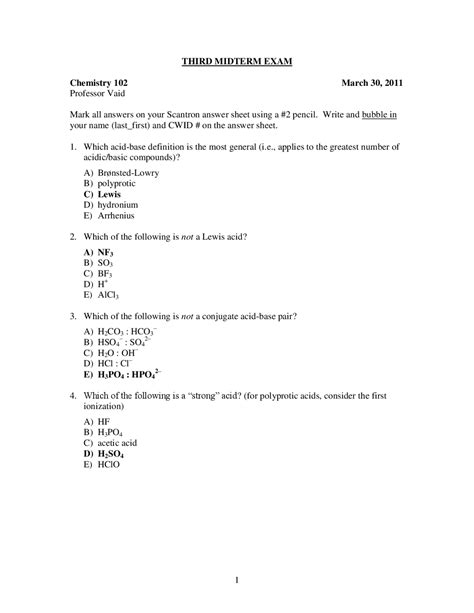 General Chemistry Midterm Exam