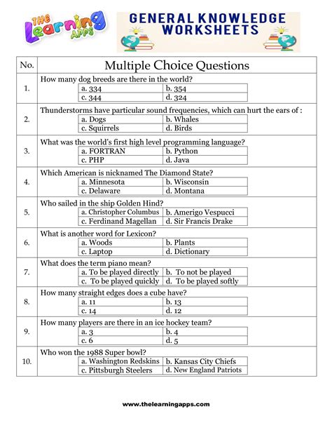 General Knowledge Printable Quiz Cfkcdn
