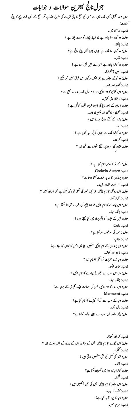 General Knowledge Urdu