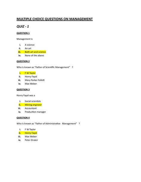 General Management Multiple Choice Questions And Answers