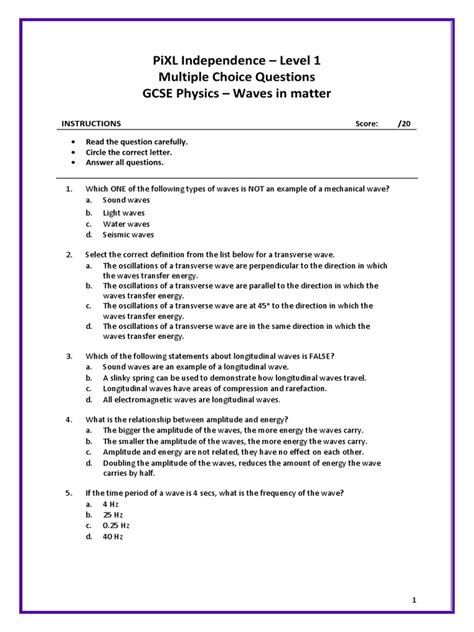 General Physics Multiple Choice Questions And Answers