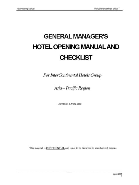 Read General Managers Hotel Opening Manual 