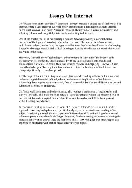 Full Download General Paper Essays On Internet 