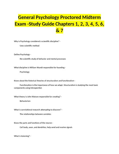 Read Online General Psychology Psy2012 Midterm Study Guide 