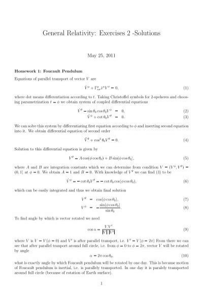 Read Online General Relativity Solutions To Exercises 