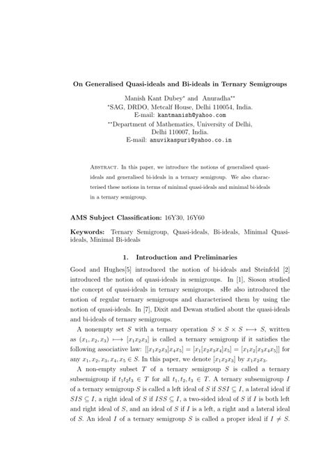 Read Online Generalised Bi Ideals In Ordered Ternary Semigroups 