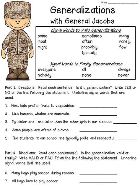Generalizations Worksheet Teaching Resources Teachers Pay Teachers Tpt Generalization Worksheet For 5th Grade - Generalization Worksheet For 5th Grade