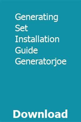 Generating Set Installation Guide Generatorjoe