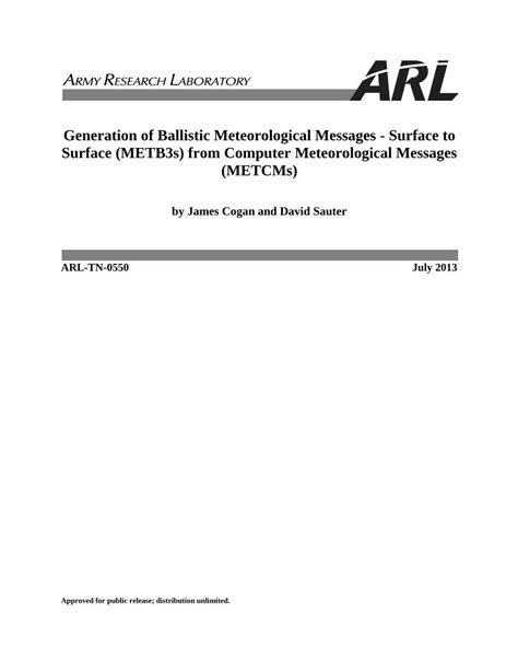 Read Online Generation Of Ballistic Meteorological Messages Surface 