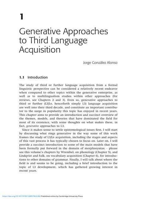 Generative Approaches To The Acquisition Of English By