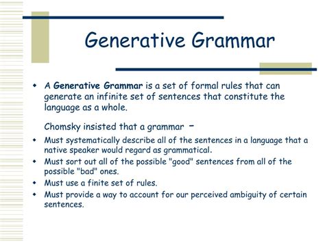 Generative Grammar Structural Linguistics And Language Teaching