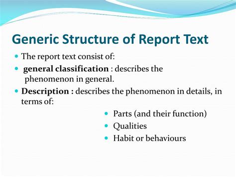 generic structure of report text | A Report is Always Written In Key
