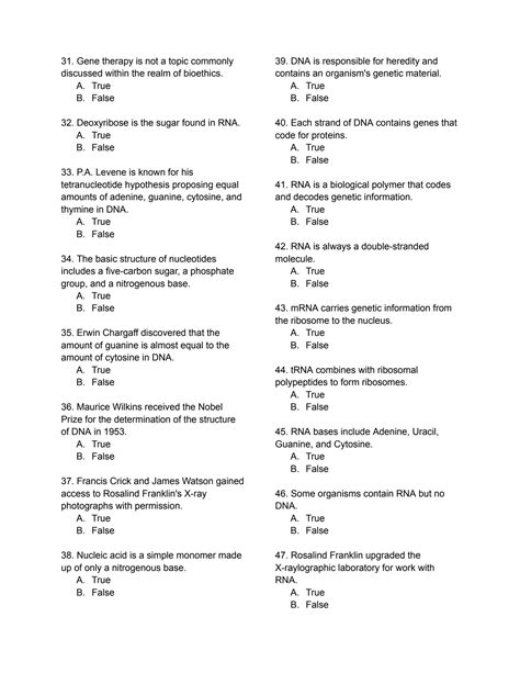 Genetic Engineering Open Test Answer Key