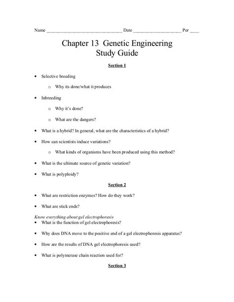 genetic engineering study guide answer key