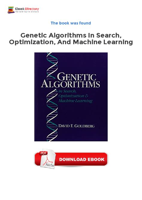 Download Genetic Algorithms In Search Optimization And Machine 