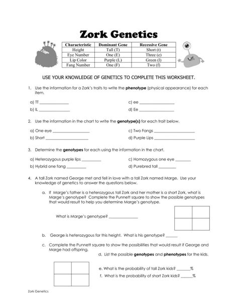 Genetics Basics Worksheet 2000 Answer Key