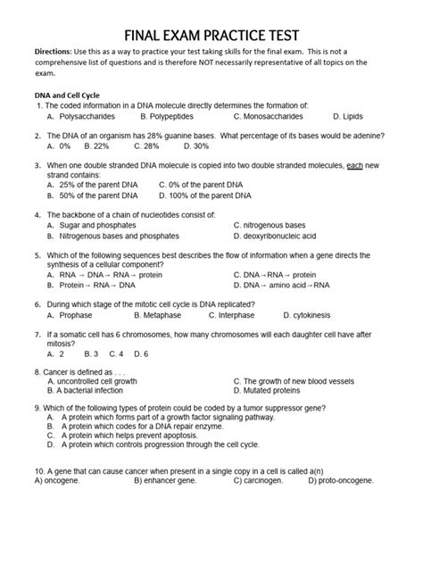 Genetics Final Exam Practice