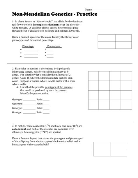 Genetics Problems Worksheet 1 Answer Key