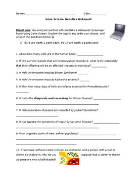 Genetics Webquest Answer Key