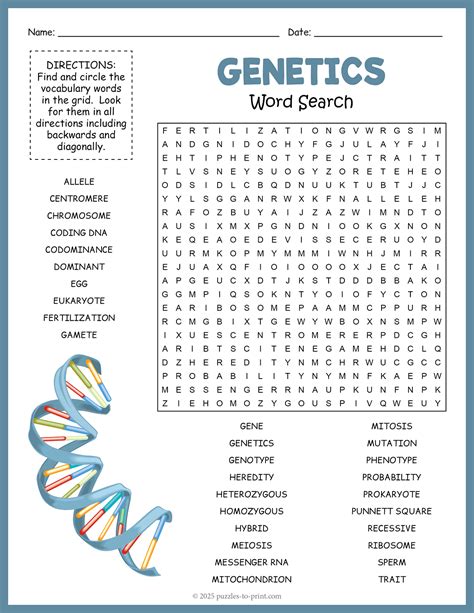 Genetics Word Search