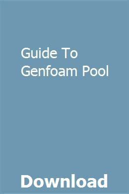 Genfoam Pool Filter Manual