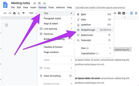 genomstruken text google docs