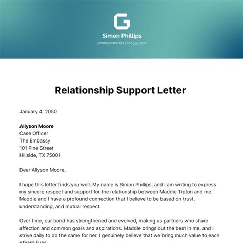 Genuine Relationship Letter Sample
