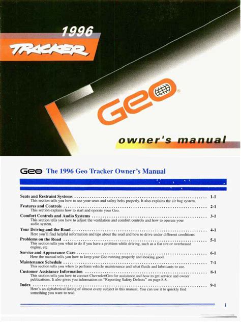 geo tracker owners manual