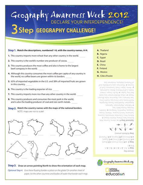 geography challenge 6 map and question answers