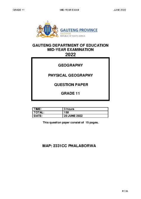 geography grade11 june examination test
