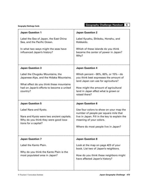 Read Geography Challenge Handout 2 Answers 