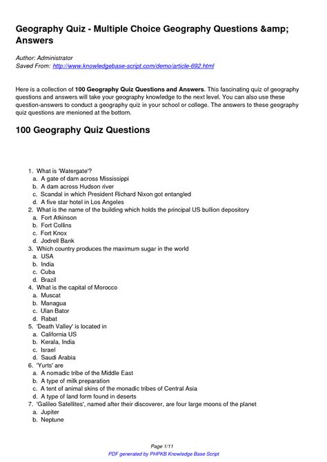Full Download Geography Questions Answers 